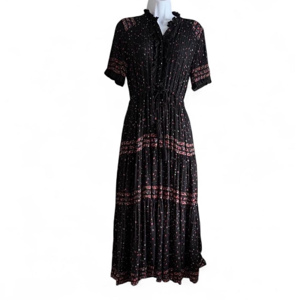 Free People Black maxi Dress with Red Accents